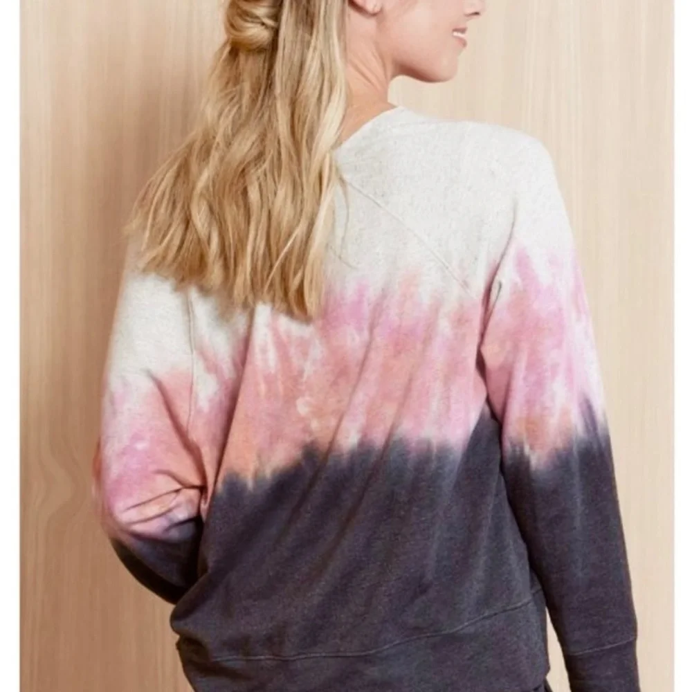 Sundry Pink Gray Dip Dye Tie Dye Sweatshirt 0